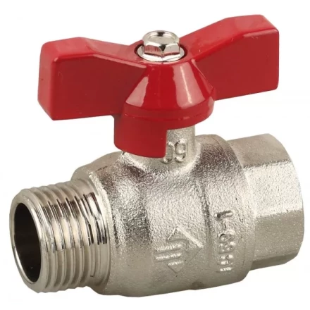 Кран ЗУБР шаровой 1/2&quot; полнопроходной &quot;мама-папа&quot;, бабочка, никелированная латунь 51354-N-1/2 купить в Урае