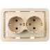 Розетка СВЕТОЗАР &quot;ГАММА&quot; двойная, с заземлением, цвет бежевый, 16А/~250В SV-54107-B купить в Урае