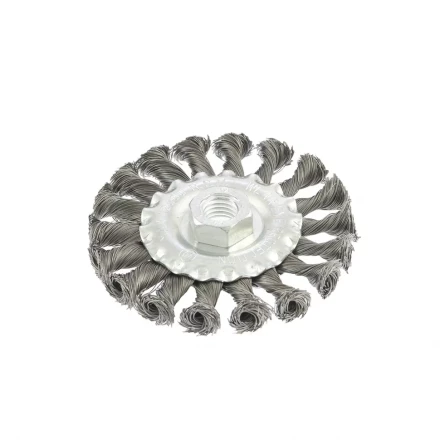 Щетка для УШМ 100 мм М14 плоская крученая проволока 0,5 мм MATRIX 74639 купить в Урае