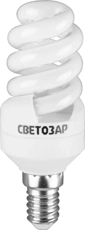 Энергосберегающая лампа СВЕТОЗАР "КОМПАКТ" спираль,цоколь E14(миньон),Т2,теплый белый свет(2700 К), 10000час, 9Вт(45) 44351-09_z01 купить в Урае