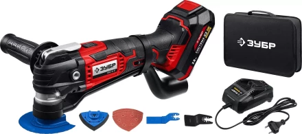 ЗУБР C1-18, 18 В, OQIS, АКБ (2 А·ч), реноватор, сумка, набор насадок (МФИ-18-21) купить в Урае