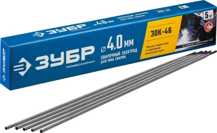 ЗУБР Д 4.0 х 450 мм, 5 кг в коробке, ЗОК-46 рутил-целлюлозный, электрод сварочный, Профессионал (40035-4.0) купить в Урае