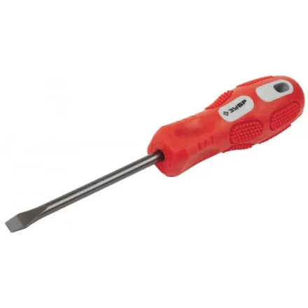 Отвертка ЗУБР &quot;ПРОФИ&quot; хромованадиевая сталь, двухкомпонентная рукоятка, магнит наконечник, SL6,0x100мм 25231-6.0-100_z01 купить в Урае