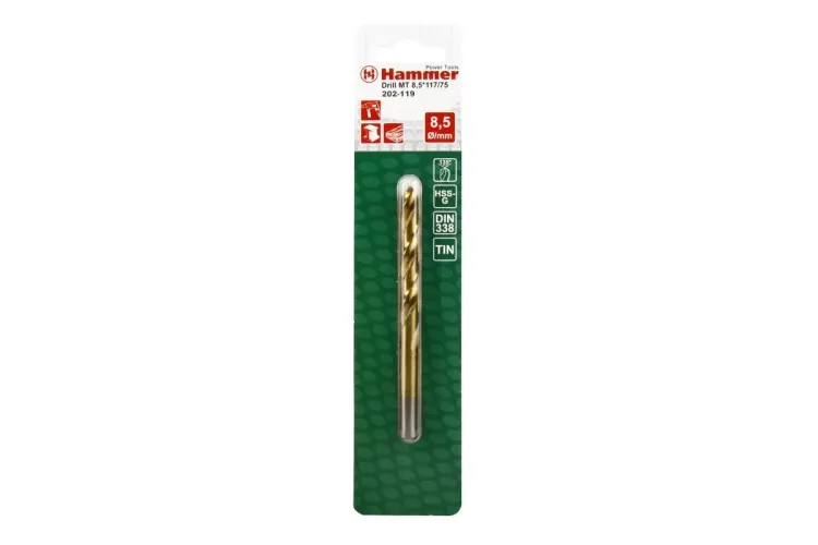 Сверло по металлу HAMMER Ф8.5х117мм (DR MT 8,5мм*117/75мм) купить в Урае