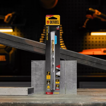 Сверло спиральное по металлу Denzel, 9 х 175 мм, Р6М5, Golden Tip, удлиненное 718262 купить в Урае