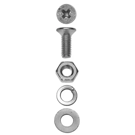 Винт ЗУБР (DIN965) в комплекте с гайкой (DIN934), шайбой (DIN125), шайбой пруж. (DIN127),  M5x40мм, ТФ6, 12шт. 4-303456-05-040 купить в Урае