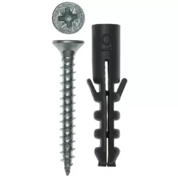 Дюбель ЗУБР полипропиленовый распорный 5,0x25мм с оцинкованным шурупом PZ, 3,0х25мм, ТФ6, 12шт 4-301036-05-020