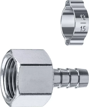 ЗУБР штуцер елочка, 10 мм - 1/2F, переходник с обжимным хомутом, Профессионал (64923-1/2-10) купить в Урае