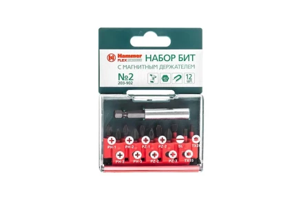 Набор бит HAMMER 25мм (PB набор No2 12шт.  Ph/Pz/Sl/Tх) купить в Урае
