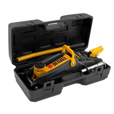 Домкрат гидравлический подкатной Denzel с фиксатором 2 т 130-330 мм в кейсе 51154 купить в Урае