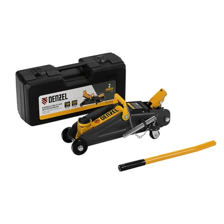 Домкрат гидравлический подкатной Denzel с фиксатором 2 т 130-330 мм в кейсе 51154 купить в Урае