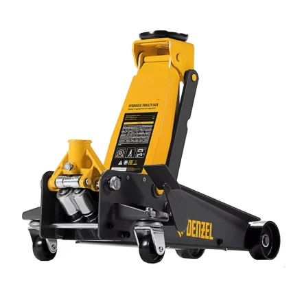 Домкрат гидравлический подкатной 3 т, с фиксатором, быстрый подъем, 135-480 мм, профессиональный Denzel 51138 купить в Урае