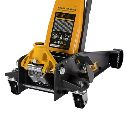 Домкрат гидравлический подкатной 3 т, с фиксатором, быстрый подъем, 135-480 мм, профессиональный Denzel 51138 купить в Урае