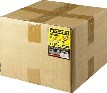 Дюбель-гвоздь полипропиленовый, потайный бортик, 8 x 60 мм, 1000 шт, STAYER Master 30640-08-060 30640-08-060 купить в Урае