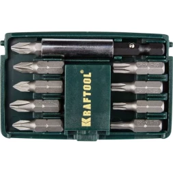 Набор бит "COMPACT-10" с магнитным адаптером, KRAFTOOL 26130-H10, в мини бит-боксе, 10 предметов 26130-H10