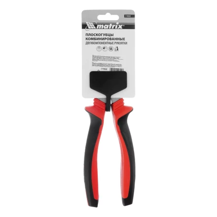 Плоскогубцы комбинированные Matrix, 200 мм, хром-ванадий, двухкомпонентные рукоятки, 17092 купить в Урае