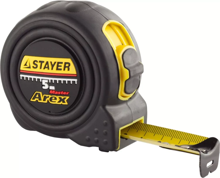Рулетка STAYER "PROFI" "AREX", двухкомпонентный противоударный корпус, упрочненное полотно, 5м/25мм 3410-05-25_z01 купить в Урае