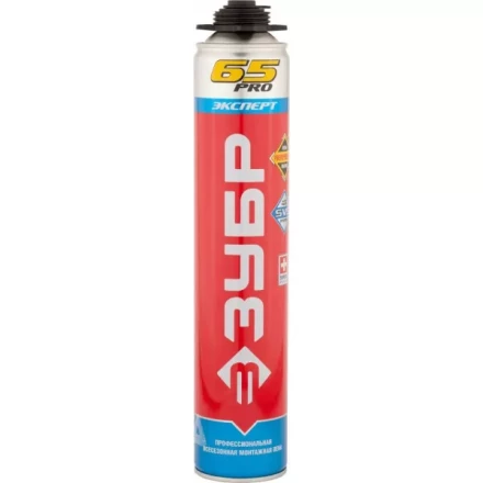 Пена ЗУБР "ЭКСПЕРТ" ПРО 65 профессиональная, монтажная, пистолетная, всесезонная, 850мл 41147_z01 купить в Урае