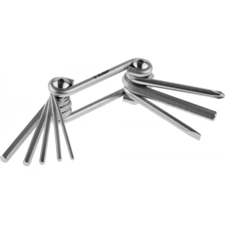 Набор ЗУБР Ключи &quot;МАСТЕР&quot; имбусовые складные, Cr-V сталь, сатинированное покрытие, HEX 2-6 мм, SL 5 мм, PH № 2, 8-в-1 27420-H8 купить в Урае