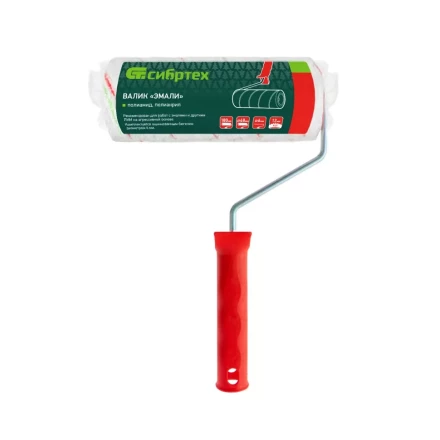 Валик &quot;Эмали&quot; , 180 мм, ворс 12 мм, D - 48 мм, D ручки - 6 мм, полиамид, полиакрил Сибртех 80196 купить в Урае