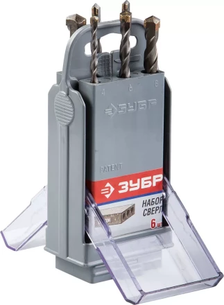 Набор ударных сверл ЗУБР &quot;МАСТЕР&quot; по бетону, 4, 5, 6х2шт, 8, 10мм, 6шт в супер боксе 2922-H6-SB купить в Урае