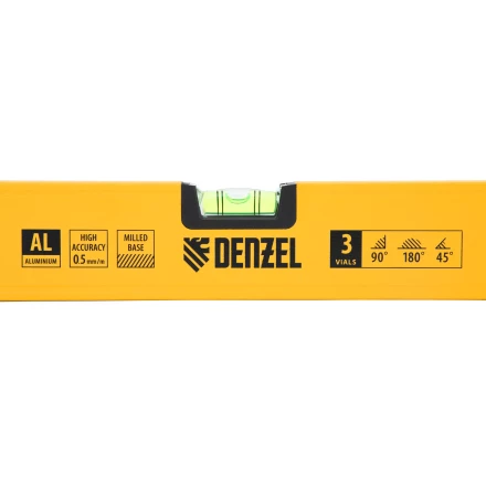 Уровень алюминиевый Denzel, магнит, фрезерованный, 3 глазка (1 зеркал.), 0,5 мм/м, 1000 мм, 33693 купить в Урае
