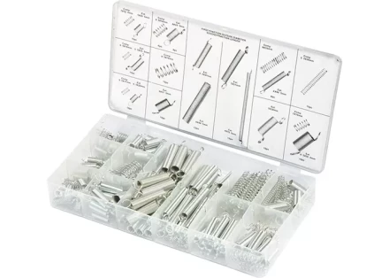 Набор пружин 5,5х17, 5,5х35, 6,5х10, 7х12,5, 7х19, 9х35, 9,5х16, 9,5х19 мм 200 предметов СИБРТЕХ 47602 купить в Урае