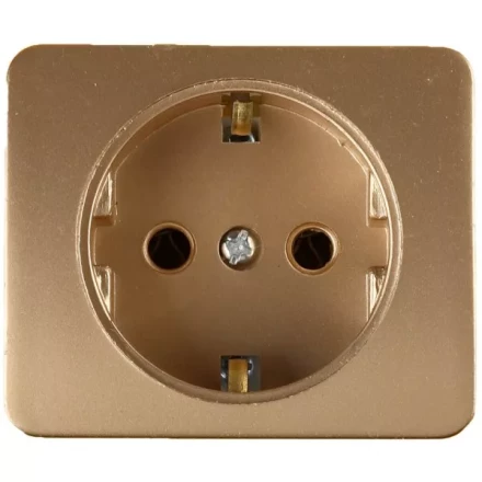 Розетка СВЕТОЗАР &quot;ГАММА&quot; с заземлением, одинарная, без вставки и рамки, цвет золотой металлик, 16А/~250В SV-54105-GM купить в Урае