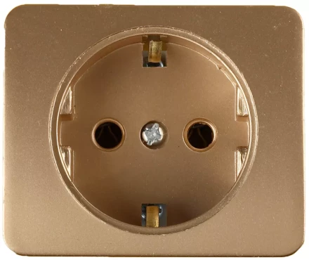 Розетка СВЕТОЗАР &quot;ГАММА&quot; с заземлением, одинарная, без вставки и рамки, цвет золотой металлик, 16А/~250В SV-54105-GM купить в Урае