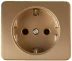Розетка СВЕТОЗАР &quot;ГАММА&quot; с заземлением, одинарная, без вставки и рамки, цвет золотой металлик, 16А/~250В SV-54105-GM купить в Урае