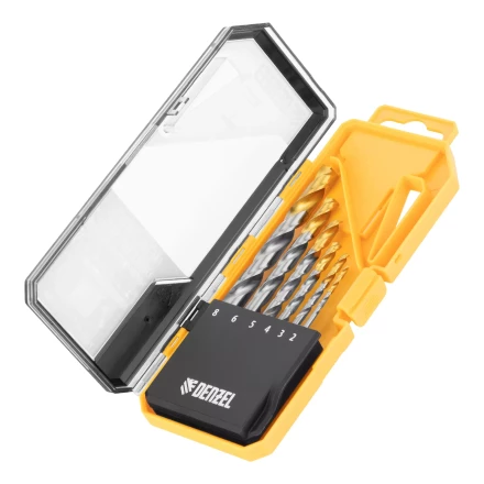 Набор сверл по металлу Denzel, 2-8мм, Р6М5-TiN, Golden Tip, 6 шт, 723000 купить в Урае