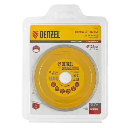 Диск алмазный отрезной сплошной 150 х 22,2 мм мокрая резка DENZEL артикул 73126 купить в Урае