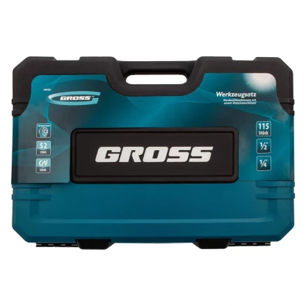 Набор инструментов 115 предметов, 120 зубьев, CrV, 1/4&quot;, 1/2&quot; Gross 14152 купить в Урае