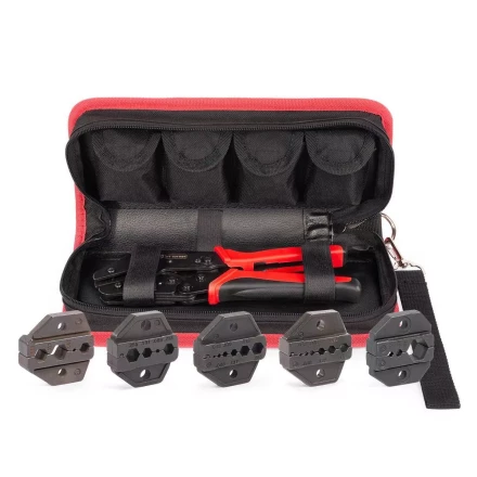 Пресс-клещи КВТ HT-330 с набором из 5 матриц для опрессовки разъемов SMA, N-типа, TNC, BNC, FME, UHF (набор) (89230) купить в Урае