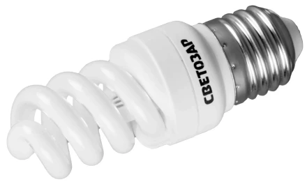 Энергосберегающая лампа СВЕТОЗАР &quot;КОМПАКТ&quot; спираль,цоколь E27(стандарт),Т2,яркий белый свет(4000 К), 10000час, 9Вт(45) 44454-09_z01 купить в Урае