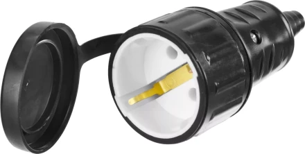 Розетка СИБИН электрическая ударопрочная, с заземлением, 16А/220В, IP44, черная 55186-B купить в Урае