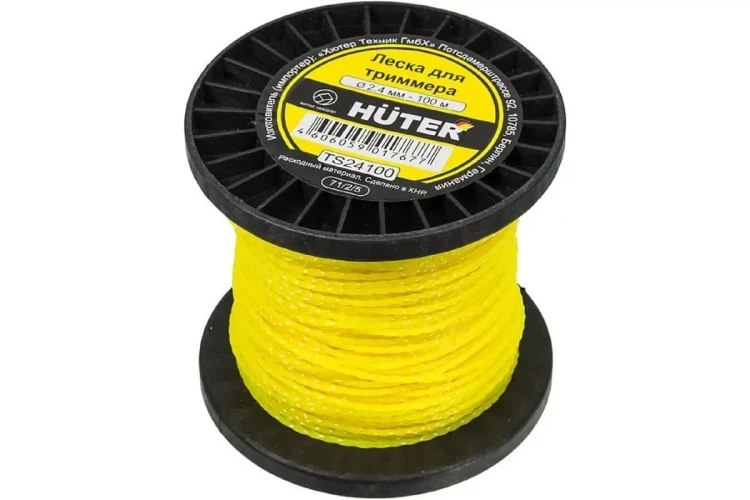 Леска HUTER TS24100 для триммера, 2.4 мм, витой квадрат 71/2/5 купить в Урае