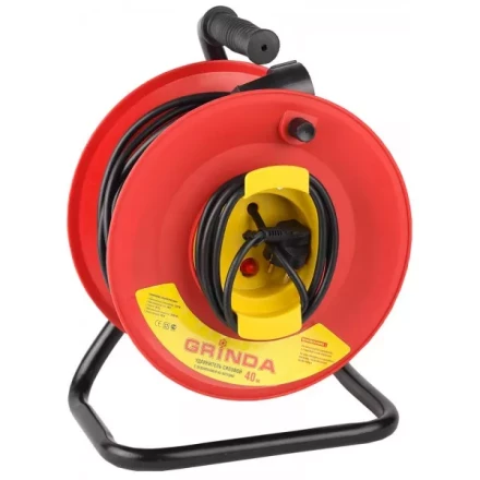 Удлинитель на катушке, 1 гнездо, евророзетка, 30м, заземление, защита от перегрузки, GRINDA 8-43665-30 купить в Урае