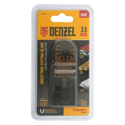 Насадка для МФИ режущая пазовая прямая, BiM, по металлу и дереву, 33 x 1.4 мм, мелкий зуб Denzel 782305 купить в Урае