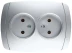 Розетка СВЕТОЗАР &quot;АКЦЕНТ&quot; двойная в сборе, без заземления, цвет серебристый металлик, 16А/~250В SV-54202-SM купить в Урае