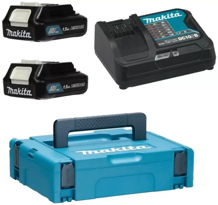 Набор 2 аккумулятора BL1016B + зарядное устройство DC10SB (12В, 1.5Ач, Li-ion, MakPac) Makita 197652-7 купить в Урае