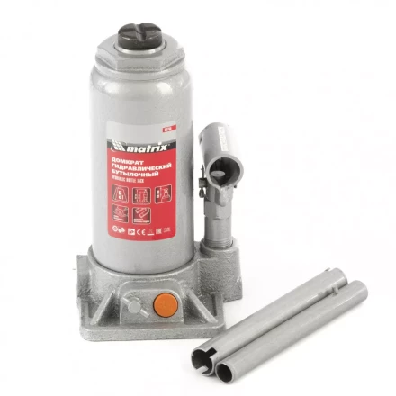 Домкрат гидравлический бутылочный 5 т h подъема 197-382 мм Matrix 50764 купить в Урае