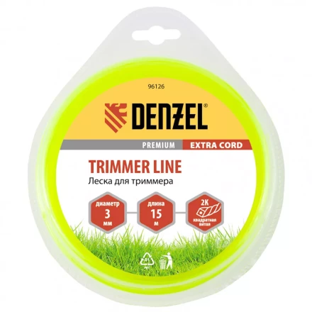 Леска для триммера двухкомпонентная квадрат 3,0 мм 15 м Extra cord Denzel 96126 купить в Урае