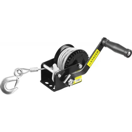 Лебедка ручная барабанная STAYER &quot;MASTER&quot;, тяговая, тросовая, 0,45т, 8м 43112-0.5 купить в Урае
