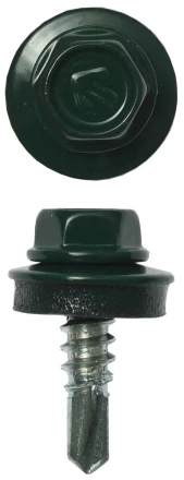 Саморезы ЗУБР &quot;ПРОФЕССИОНАЛ&quot; окраш., RAL 6005 зелен. насыщен., для крепл. кров. матер. к металл. констр., 5.5x19мм, 2500шт 4-300310-55-019-6005 купить в Урае