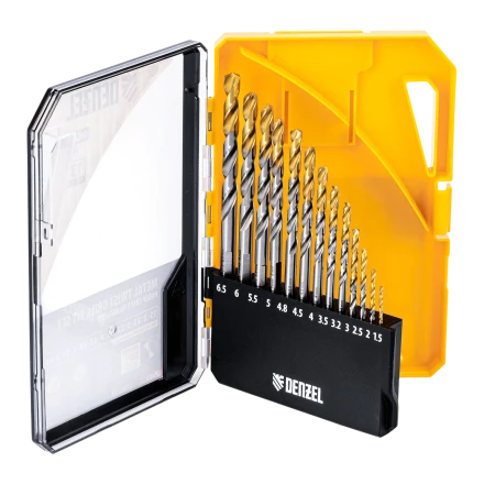 Набор сверл по металлу Denzel 723002, 1,5-6,5мм, Р6М5-TiN, Golden Tip, 13 шт купить в Урае