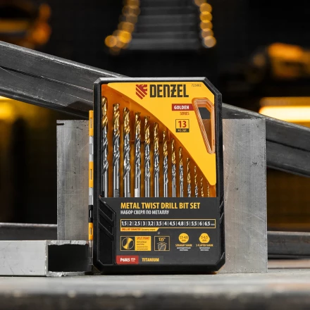 Набор сверл по металлу Denzel 723002, 1,5-6,5мм, Р6М5-TiN, Golden Tip, 13 шт купить в Урае