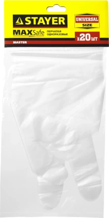 Перчатки STAYER &quot;MASTER&quot; одноразовые полиэтиленовые, 20шт 1150-H20_z01 купить в Урае