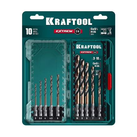 Набор сверл по металлу, хвостовик НЕХ-1/4, сталь М35-Со5% 29652-H10 купить в Урае