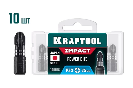 KRAFTOOL Impact PZ 3, 25 мм, 10 шт, ударные биты (26193-3-25-S10) купить в Урае